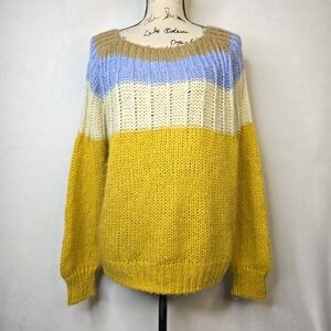 O&O Colorblock Striped Oversized Sweater sz L